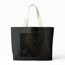 Elegant Gold & Black  Flower Scroll Name Bag