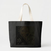 Elegant Gold & Black  Flower Scroll Name Bag