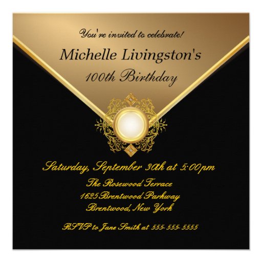 Elegant Gold Black Ladies Party Invitations