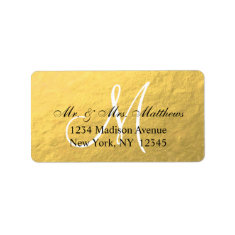 Elegant Gold Black Monogram Wedding Personalized Address Label