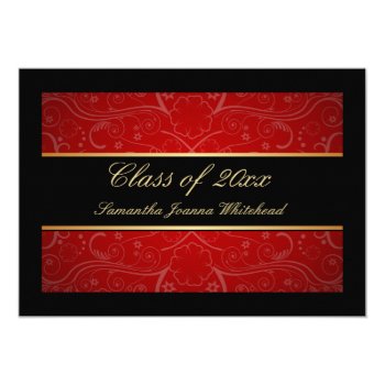 Elegant Gold/black/red Swirl College Graduation 5x7 Paper Invitation Card by CustomInvites at Zazzle