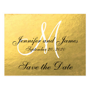Elegant Gold Black Save the Date Postcard