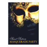 Elegant Gold Black Sweet 16 Masquerade Invitations Custom Invites