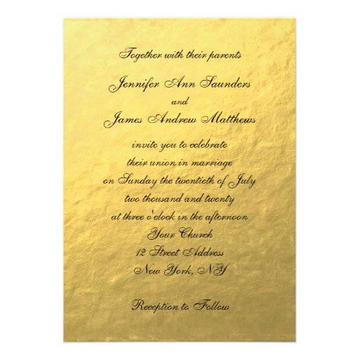 Elegant Gold Black Wedding Invitation Initial