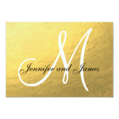 Elegant Gold Black Wedding RSVP Card with Monogram Announcement