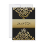 elegant gold black wedding RSVP Standard 3.5 x 5 Personalized Invitation