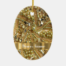 Elegant gold bling christmas tree ornaments