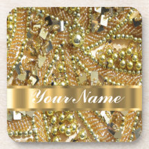 Elegant gold bling drink coasters