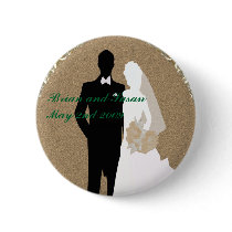 Elegant Gold Bride and Groom Wedding Button by TastefulDesigns Elegant Gold Bride and Groom Wedding Button