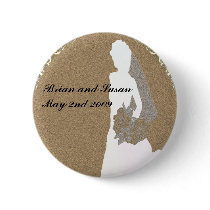 Elegant Gold Bride Wedding Button by TastefulDesigns Elegant Gold Bride Wedding Button