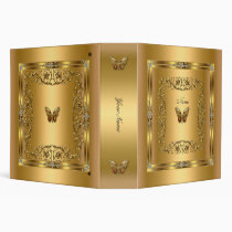 Elegant Gold Butterfly Floral binders