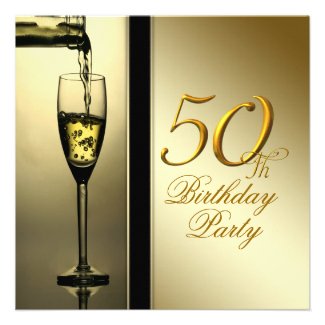 Elegant Gold Champagne 50th Birthday Party Personalized Invitation