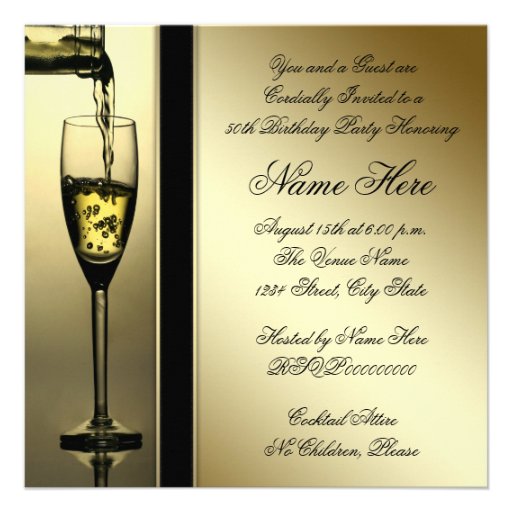 Elegant Gold Champagne 50th Birthday Party Personalized Invitation