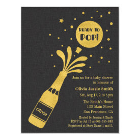 Elegant Gold Champagne Ready to Pop Baby Shower 4.25x5.5 Paper Invitation Card