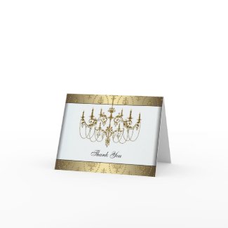 Elegant Gold Chandelier Classy Gold Thank You Card card