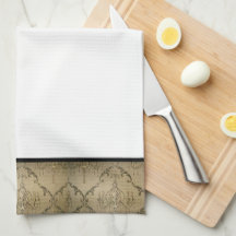 Elegant Gold Chandelier Damask Kitchen Towel