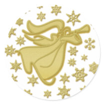 Elegant gold Christmas angel greetings wishes Stickers