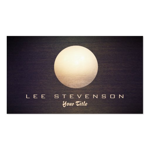 Elegant Gold Circle Sphere Wood Look Simple Modern Business Cards (front side)