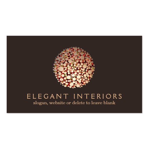 Elegant Gold Circles Sphere Interior Designer 3 Business Card (front side)