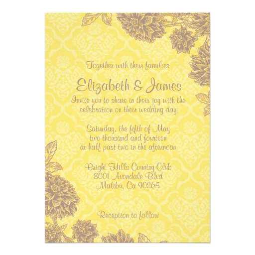 Elegant Gold Damask Wedding Invitations