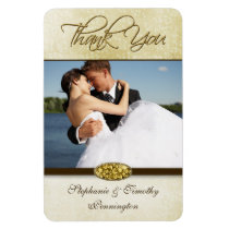Elegant gold diamond wedding thank you magnet