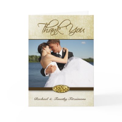 Elegant gold diamond wedding thank you photocard