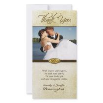 Elegant gold diamond wedding thank you photocard customized photo card