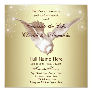 Elegant Gold Dove In Loving Memory Memorial