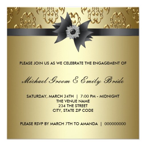 Elegant Gold Engagement Party Invitations