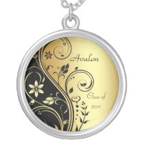 Elegant Gold Floral Class of Graduation Necklace