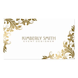 Elegant Gold Floral Lace White Background Double-Sided Standard Business Cards (Pack Of 100)