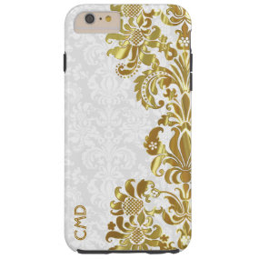 Elegant Gold Floral Lace White Damasks Tough iPhone 6 Plus Case