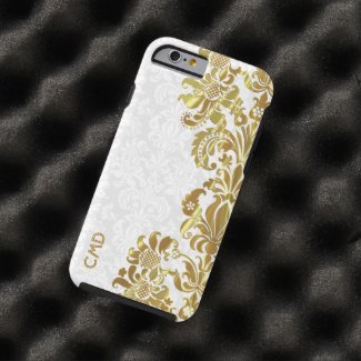 Elegant Gold Floral Lace White Damasks iPhone 6 Case