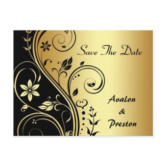 Elegant Gold Flower Scrollwork Save The Date Card postcard