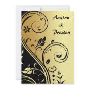 Elegant Gold Flower Scrollwork Wedding Invitation