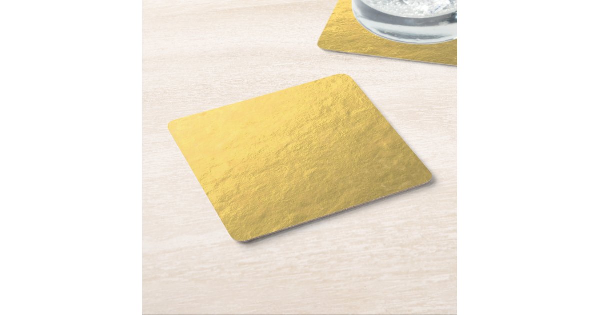 Elegant Gold Foil Printed Square Paper Coaster Zazzle
