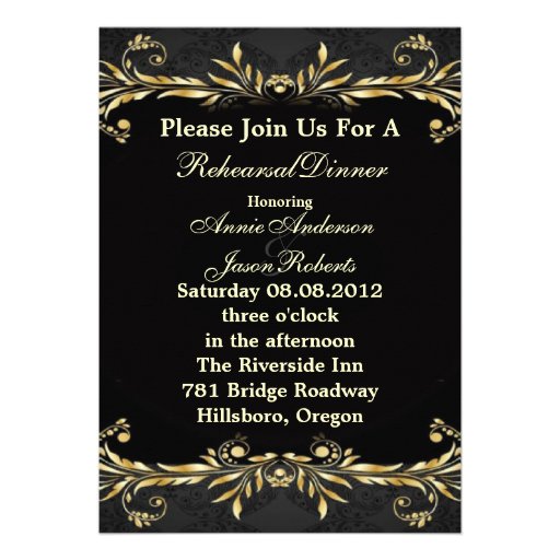 Elegant Gold Formal Rehearsal Dinner Invitation