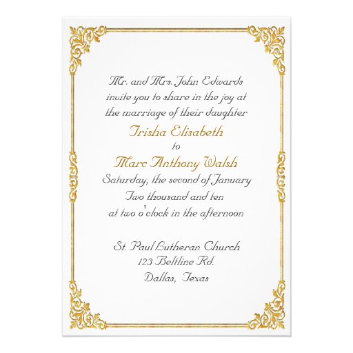 Elegant Gold Framed Wedding Invitation