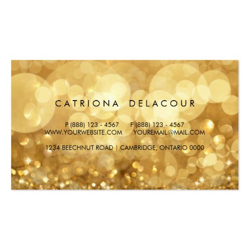 Elegant Gold Glitter Bokeh Business Card (back side)