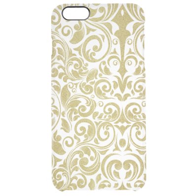 Elegant Gold Glitter Damask Floral Transparent Clear iPhone 6 Plus Case