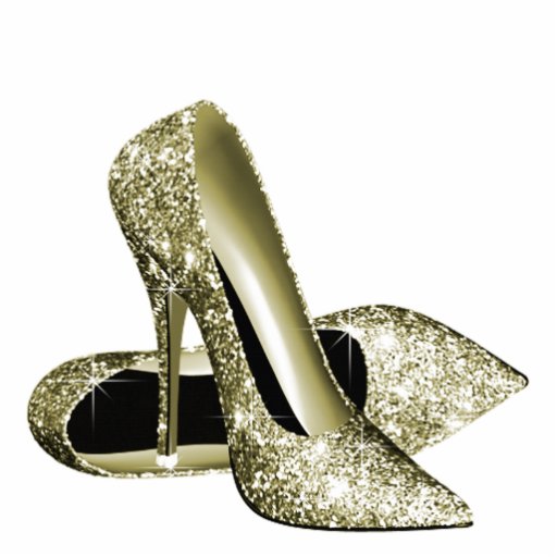 Elegant Gold Glitter High Heel Shoes Acrylic Cut Out | Zazzle