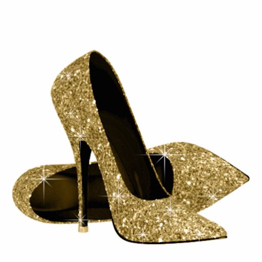 Gold Glitter High Heel Shoes Photo Sculpture | Zazzle