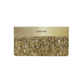 Elegant Gold Glittery Print Checkbook Cover