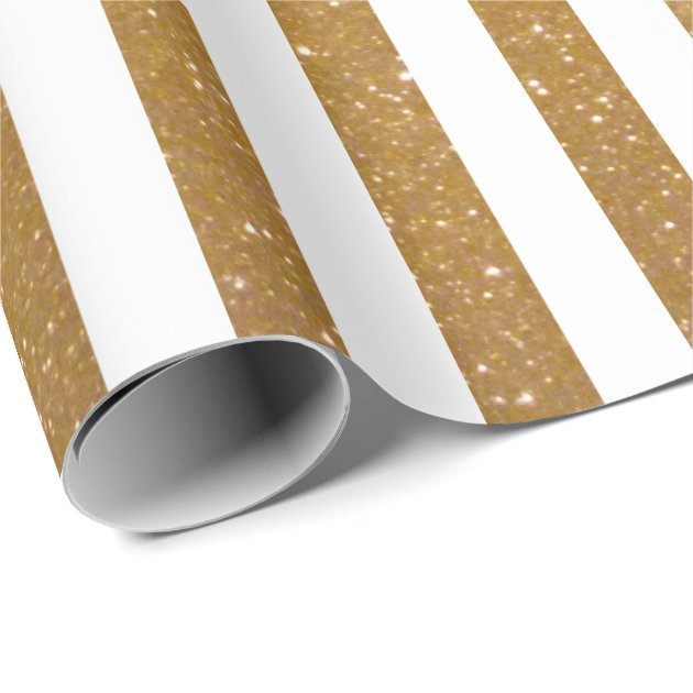 Elegant gold glittery striped wrapping paper 3/4