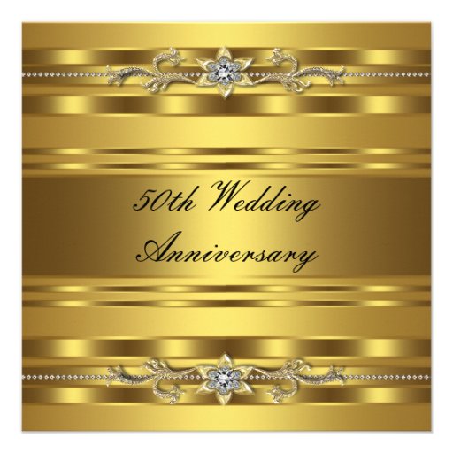 Elegant Gold Golden 50th Wedding Anniversary Personalized Invites (front side)