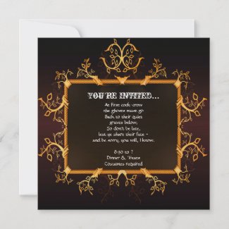 Elegant Gold Gothic Frame Halloween Party invitation