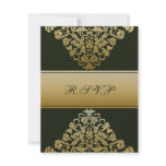 elegant gold green wedding RSVP Personalized Invitations
