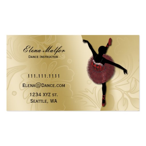 elegant gold lavish ballerina Business card