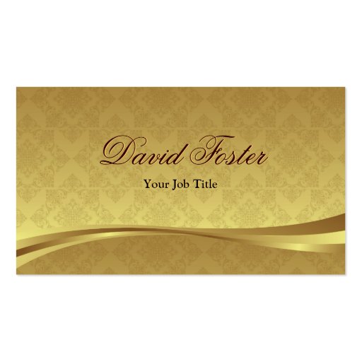 Elegant Gold Leaf Look with Luxury Damask Business Card Template (front side)