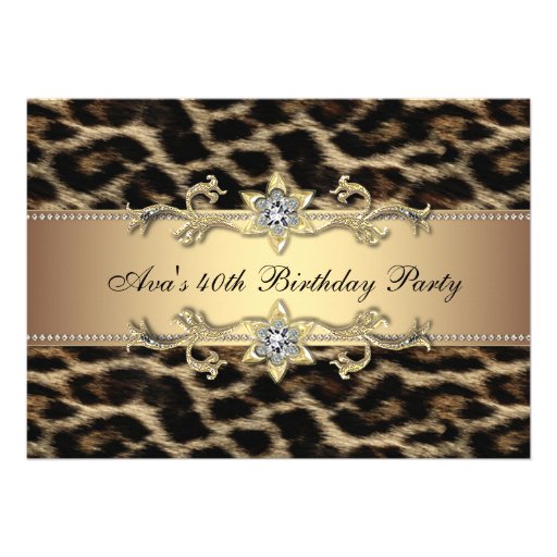 Elegant Gold Leopard 40th Birthday Party Personalized Announcement